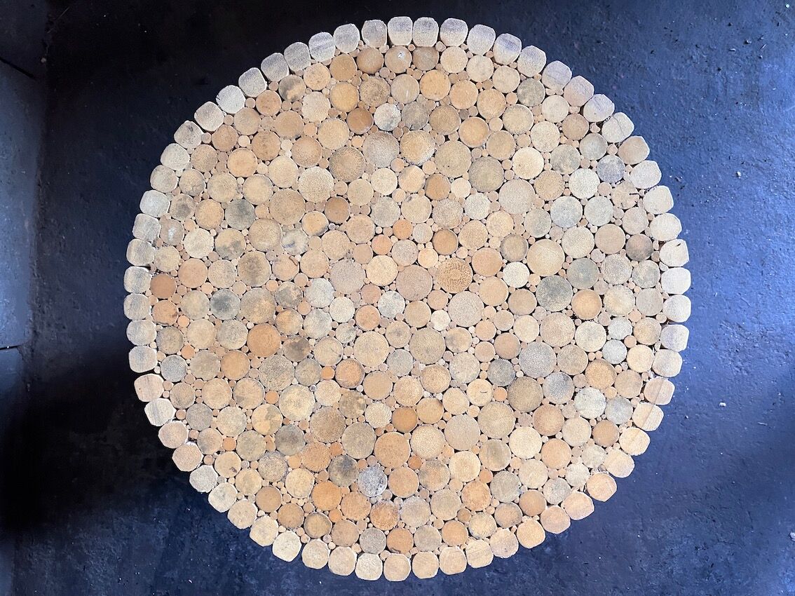 Round coffee table sheaf of rattan wheat by John McGuire