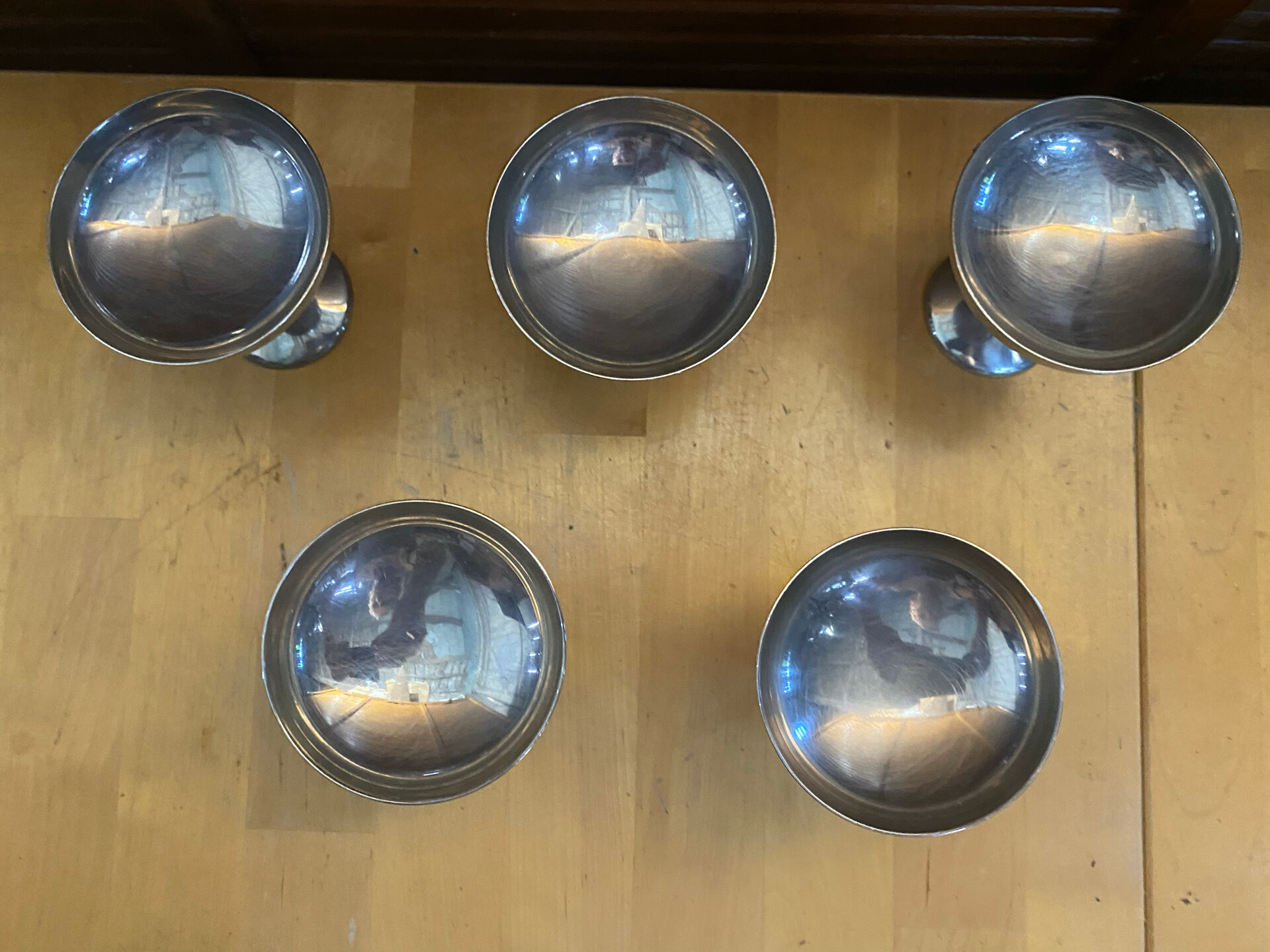 Set of 5 ice cream bowls guy degrenne stainless steel made in france vintage #e2