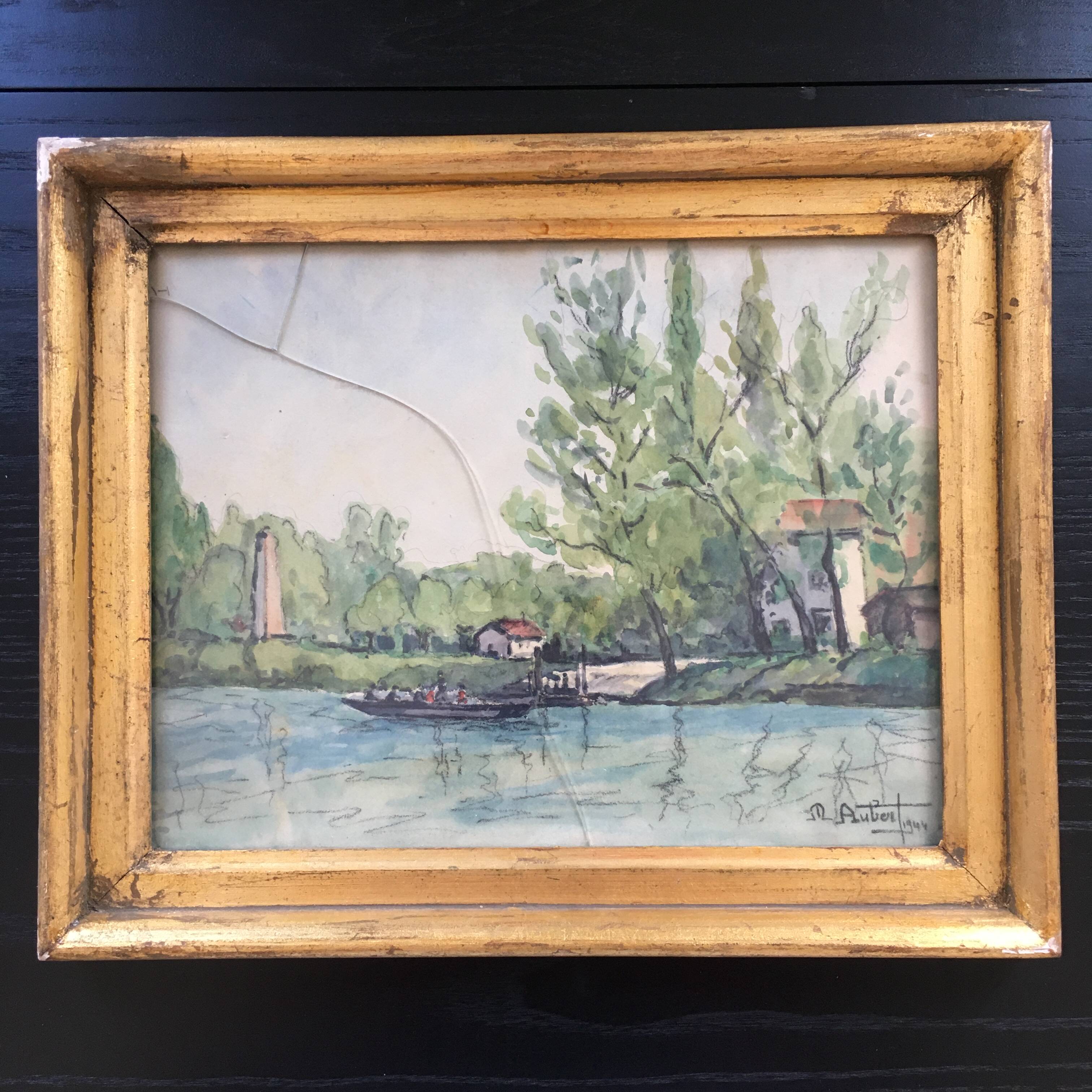 Aquarelle signée M.Aubert 1944