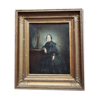 19th Century Master Portrait of a Elegant Woman Oil Painting