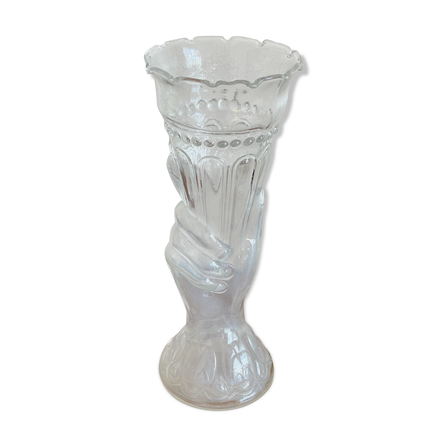 Glass vase hand cornucopia