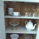 Small vintage Parisian sideboard with 2 doors and 2 drawers, enhanced in verdigris