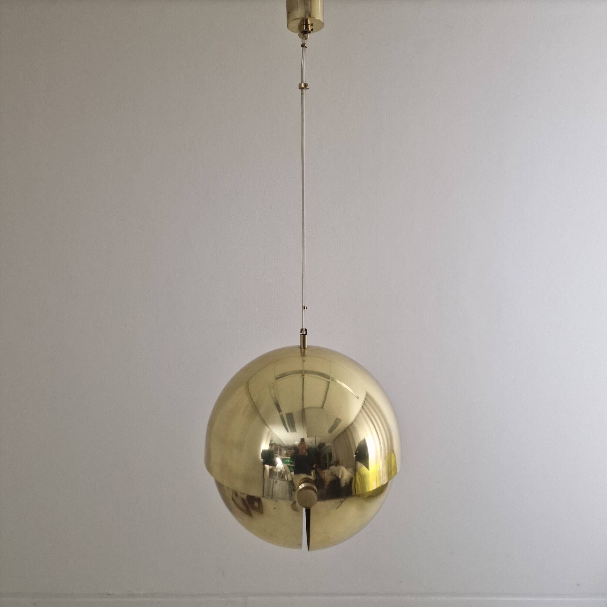 Adjustable Brass "Dome" Pendant Light by Vereinigte Werkstätten München 60s