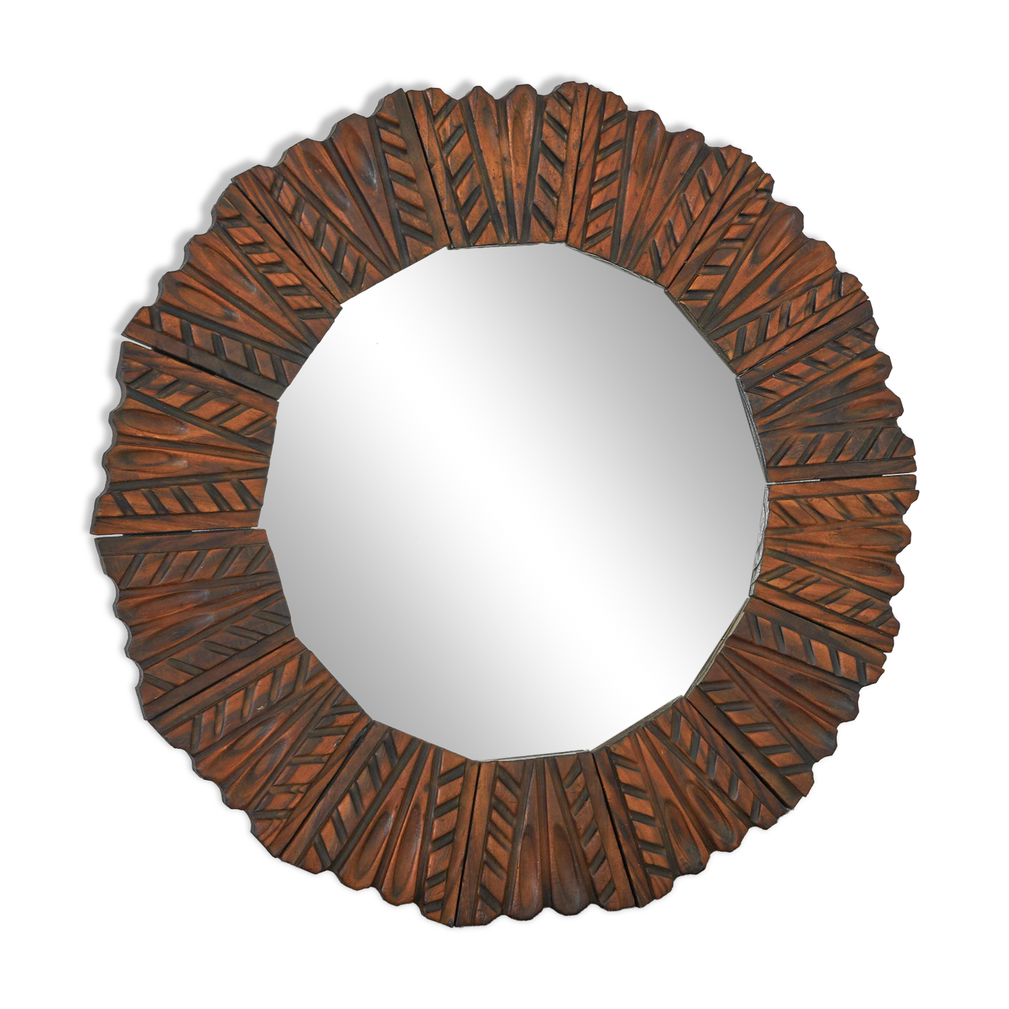 Miroir mi-siècle en bois sculpté années 1960
