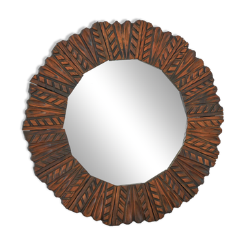 Miroir mi-siècle en bois sculpté années 1960