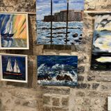 Triptych A Small Corner of Saint-Tropez 70 X 90 Painting of the Ponche Beach