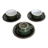 Tasses à café de bistrot vertes et or  (3)  , en porcelaine,  Pillivuyt