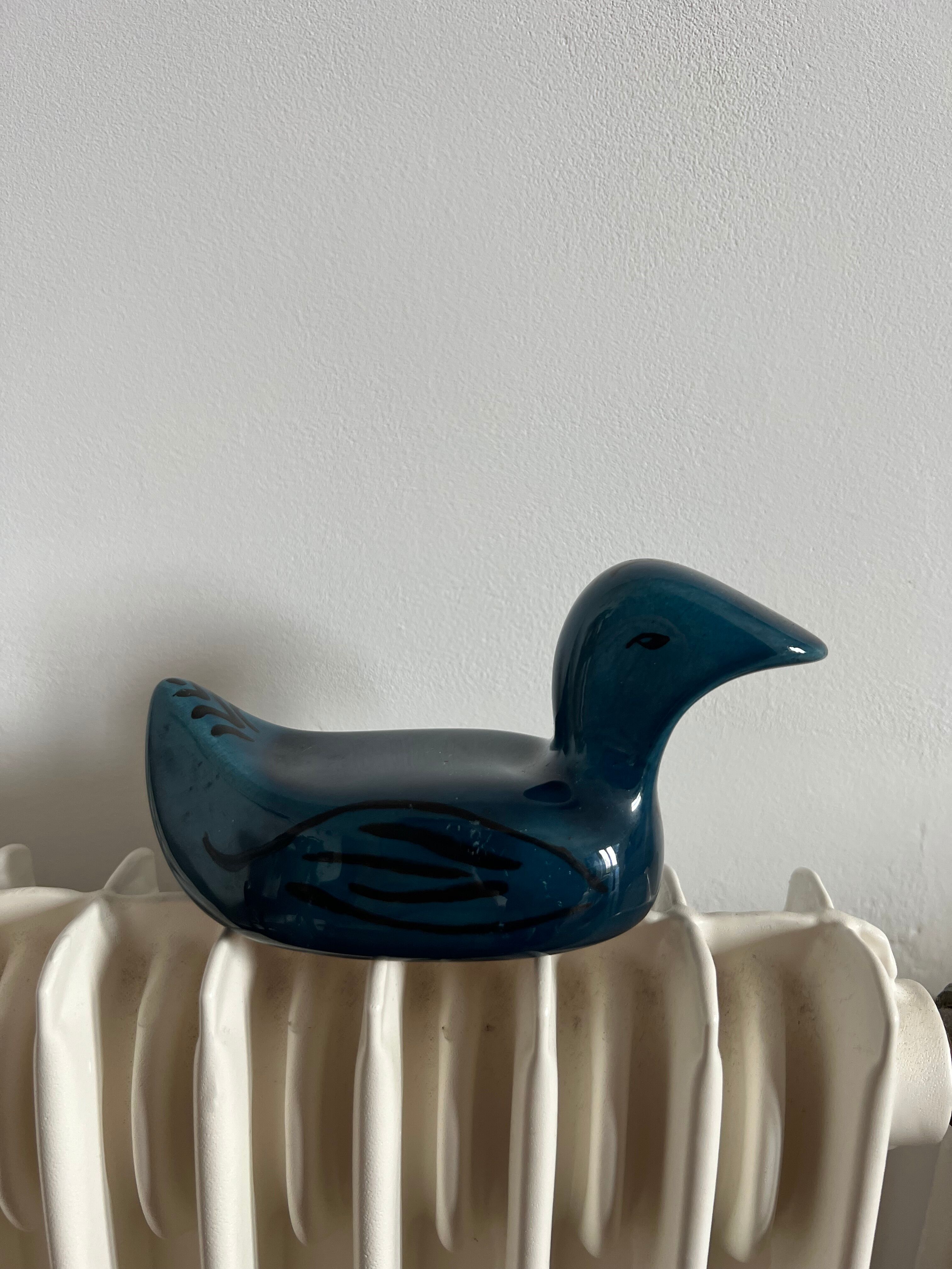 Decorative ceramic duck painted and signed, vintage