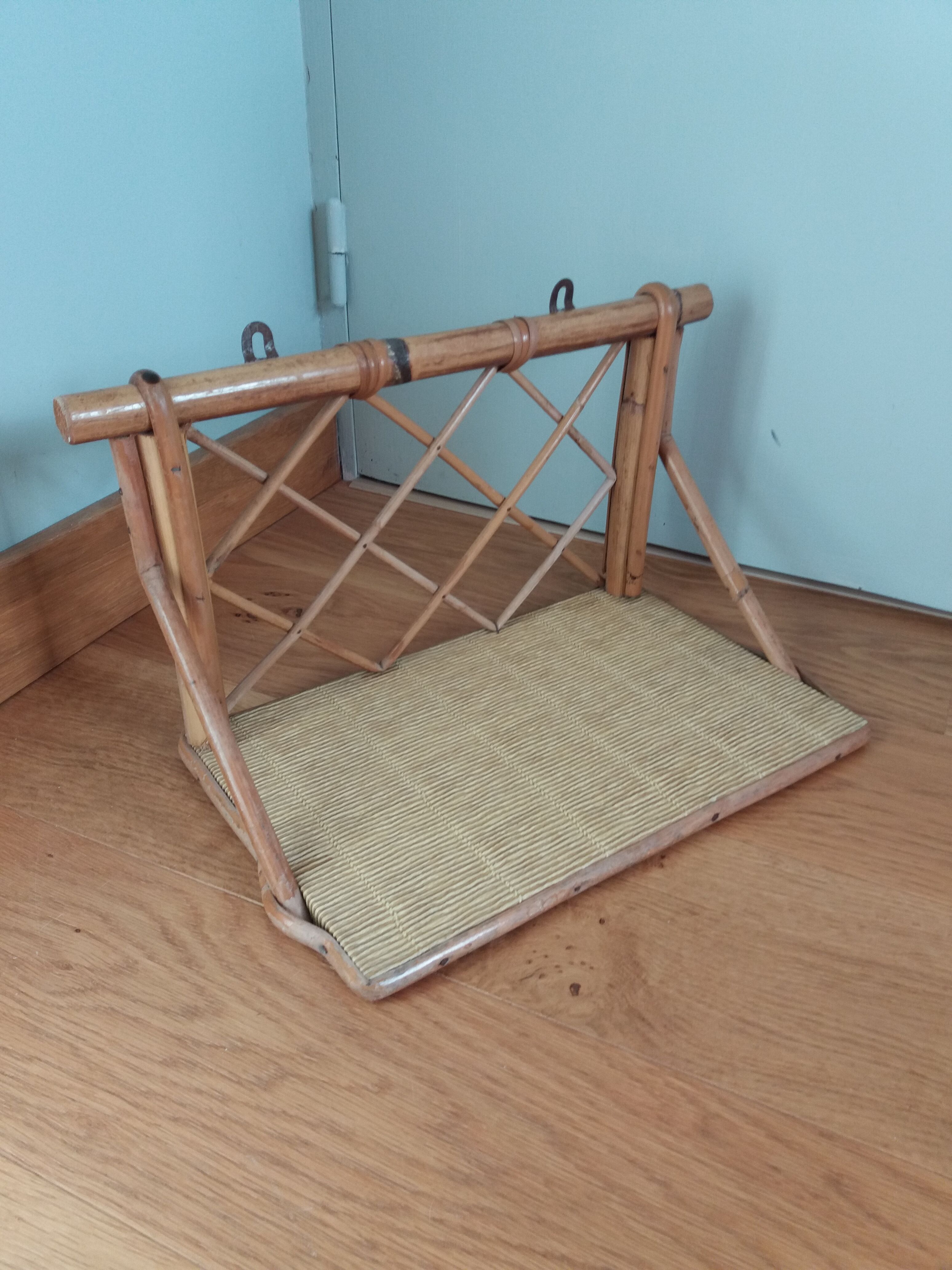 Rattan wicker wall shelf