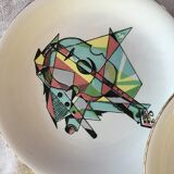 8 old plates Sarreguemines cubist décor