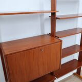1950s teak modular wall unit with drop-front bar