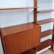 1950s teak modular wall unit with drop-front bar