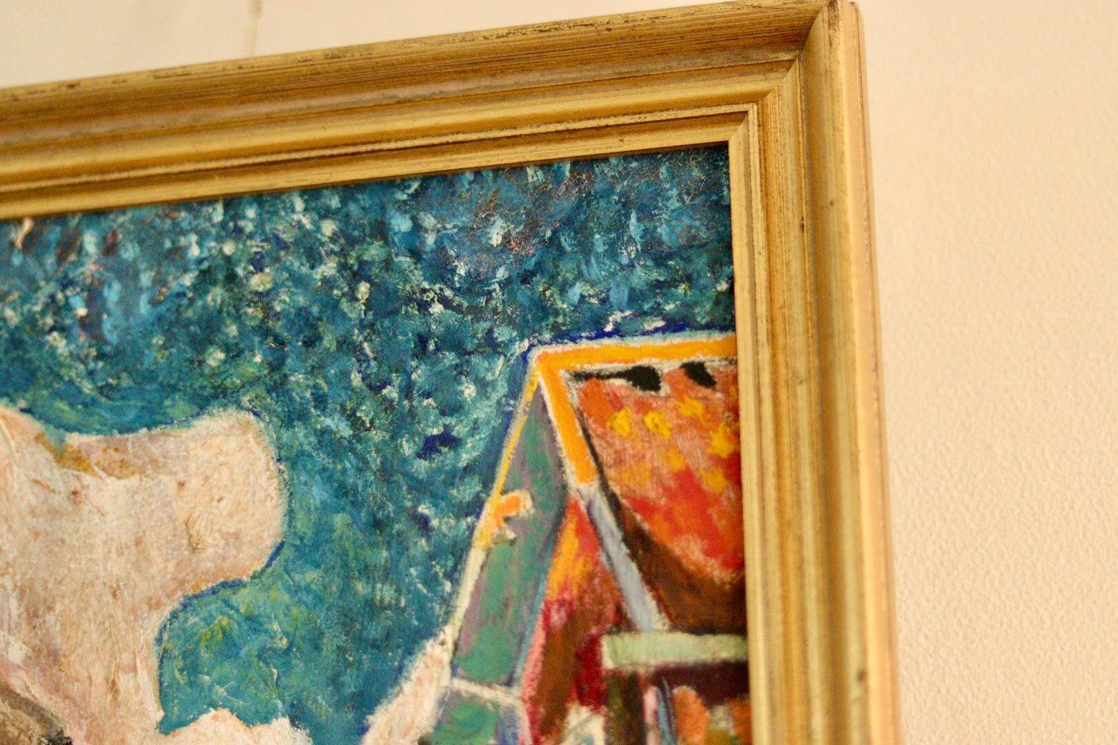 "Village scene" attributed to Sjöberg