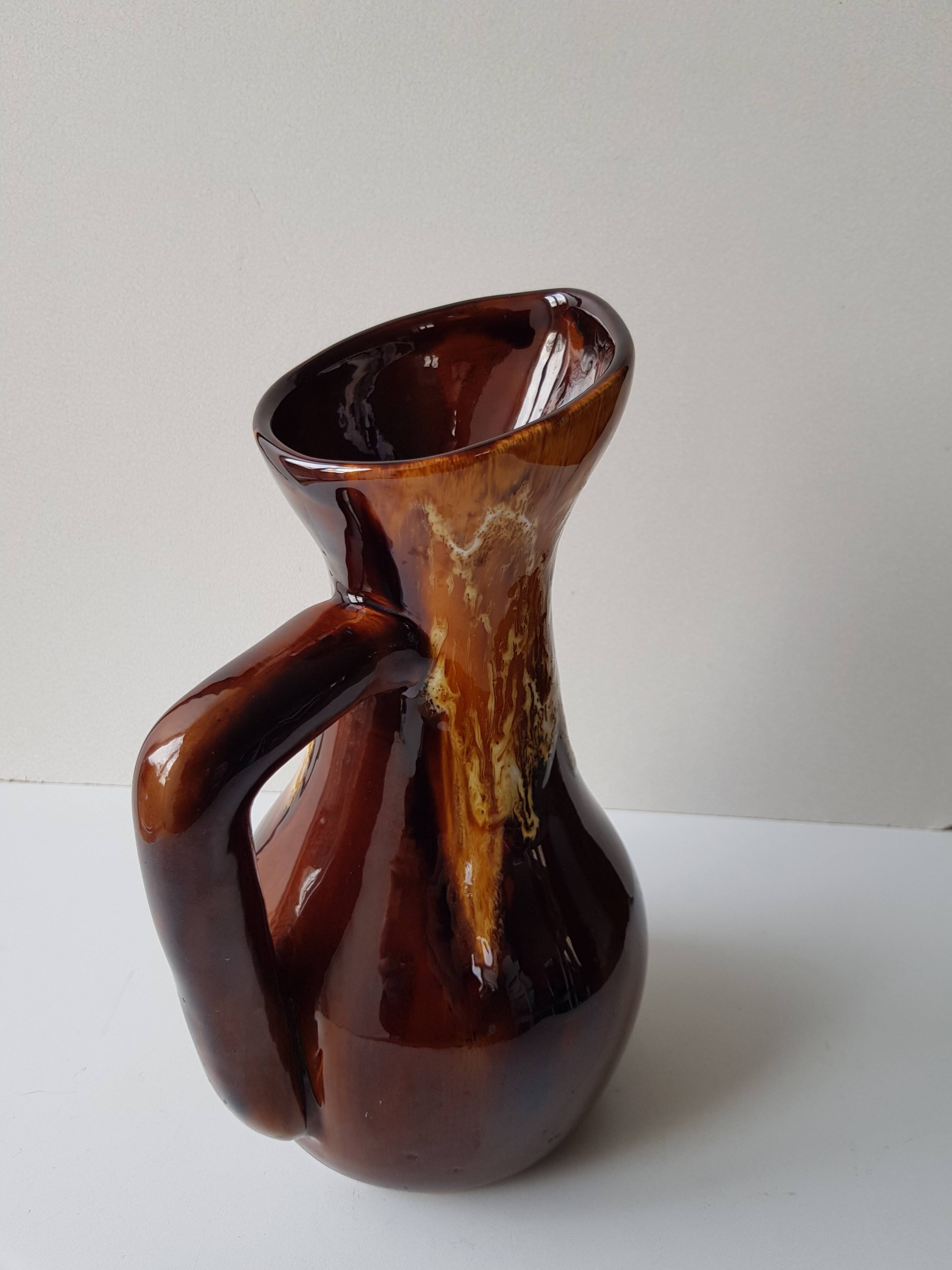 Grand Pichet Vase en céramique hauteur 29cm - style vallauris - années 60