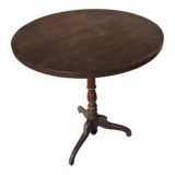 Small rustic antique tripod side table made of solid wood.