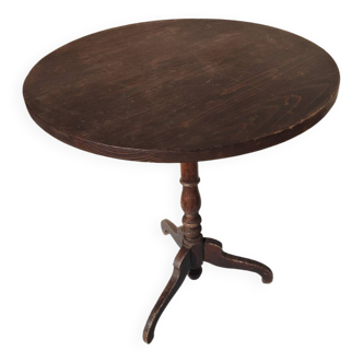 Small rustic antique tripod side table made of solid wood.