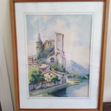Watercolor signed, artist label on the back Valence, André Raynaud