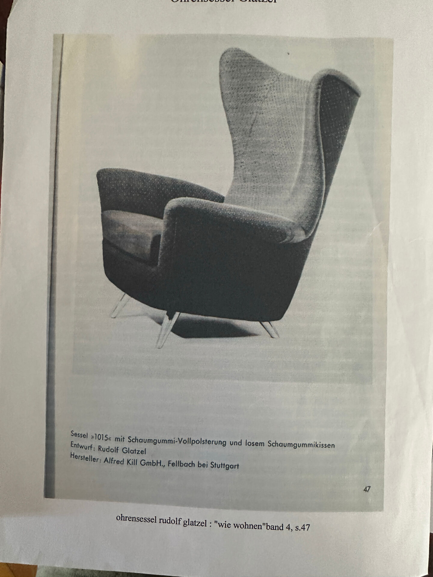 Fauteuil Rudolf Glatzel années 60