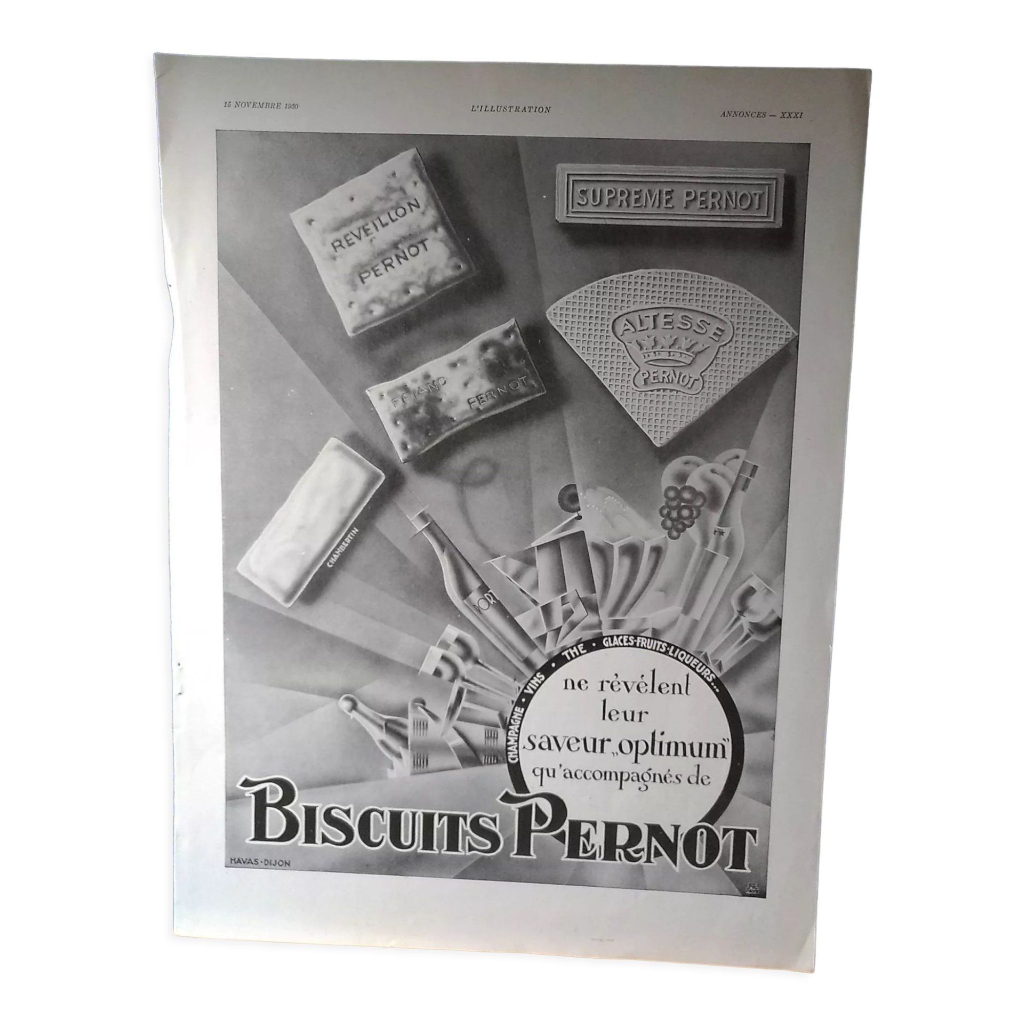 Pernot biscuit paper advertisement revised from the 1930s