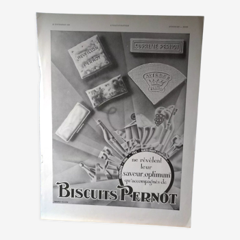 Publicité papier biscuit  Pernot  revue d'époque  1930