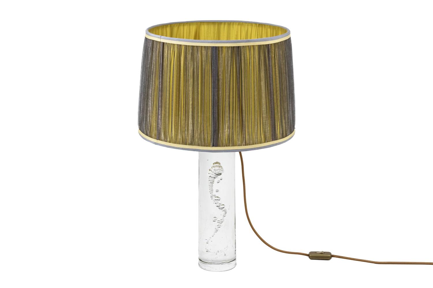 Daum France, cylindrical bubble glass lamp, circa 1975