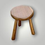 Antique solid oak tripod stool – brutalist style
