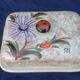 Large glazed ceramic butter cellar Vallauris signed Tess years 60/70 flower decoration in relief.