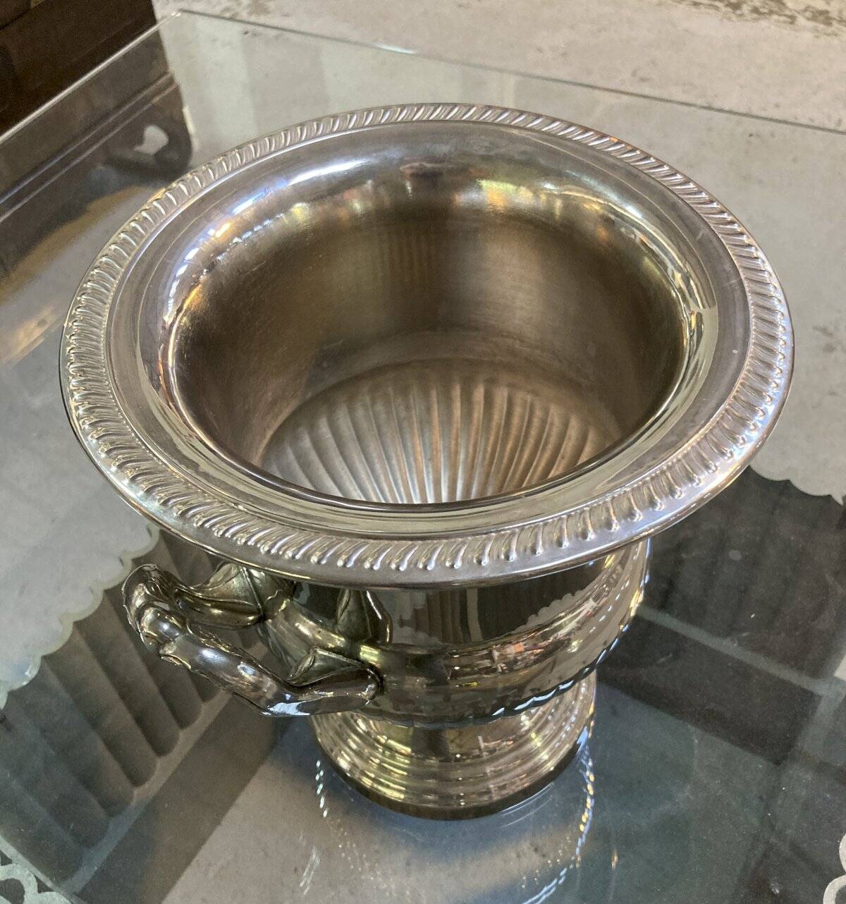 Antique ice bucket or champagne bucket - silver-plated metal