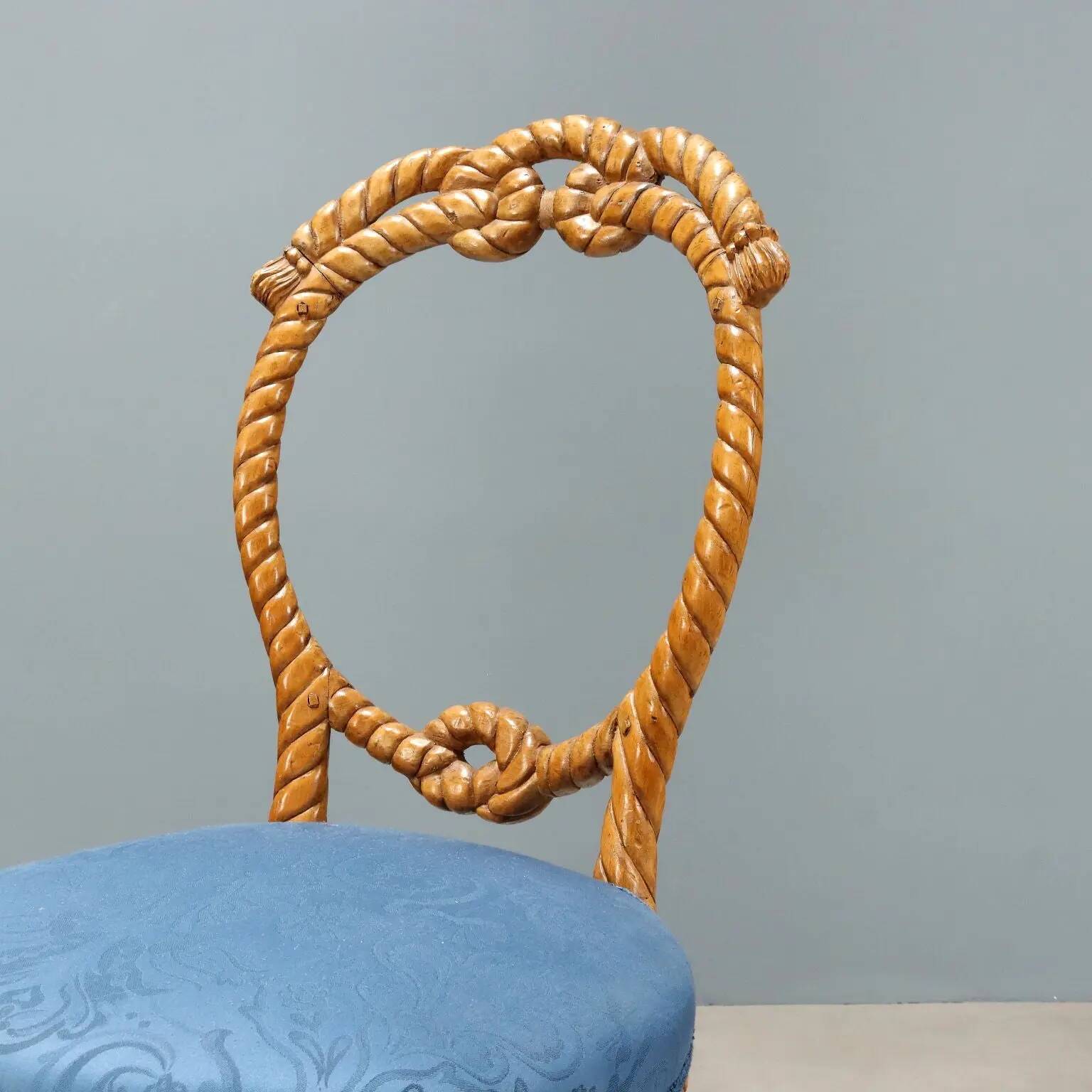 Antique beech chairs with upholstered seats, Italy, 19th century.