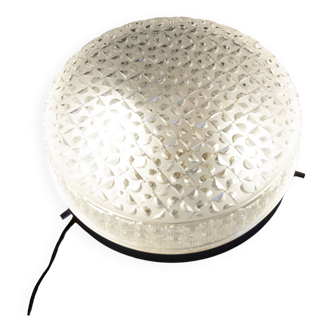 S+ Megal round ceiling light in black and opaque Swiss machined glass 90