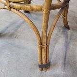70's smoked glass and rattan table