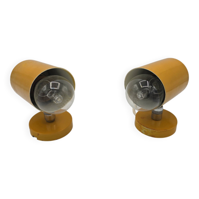 Paire de spots muraux Space Age jaunes années 60