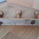 Porte manteau mural en bois façon bambou à 3 patères forme champignon