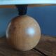 Table lamp foot ball light wood, lampshade ecru paper, 1970's
