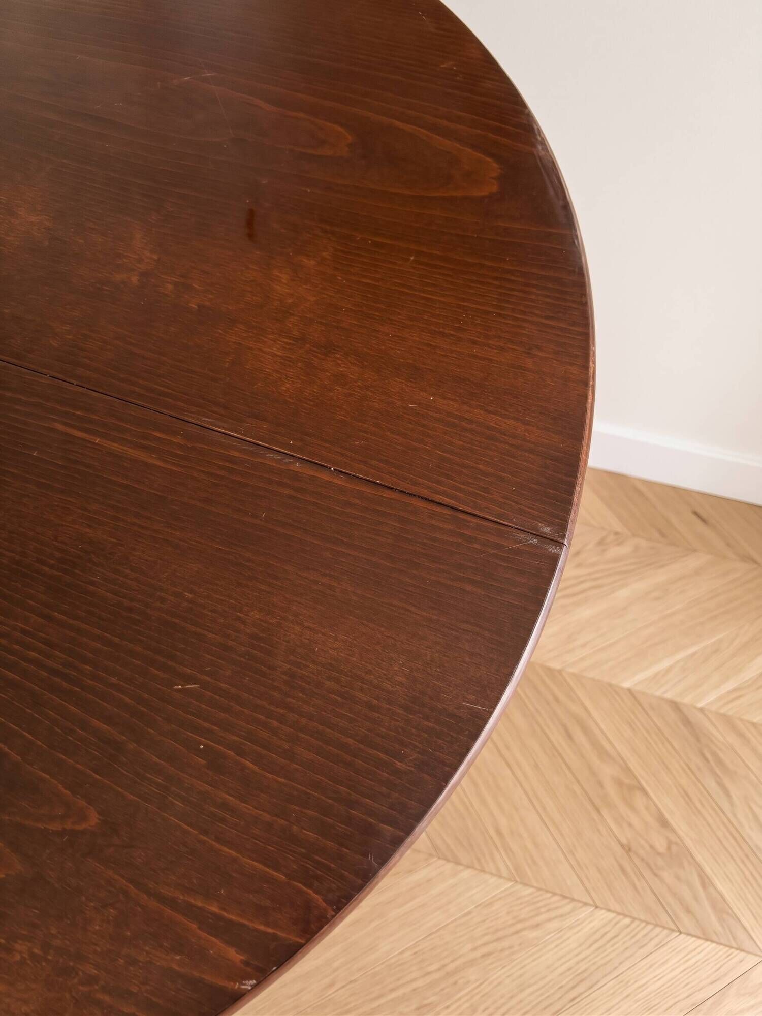 Traditional round wooden dining table