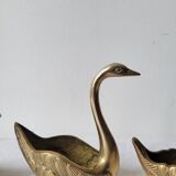 Trio of zoomorphic brass swan empty pockets