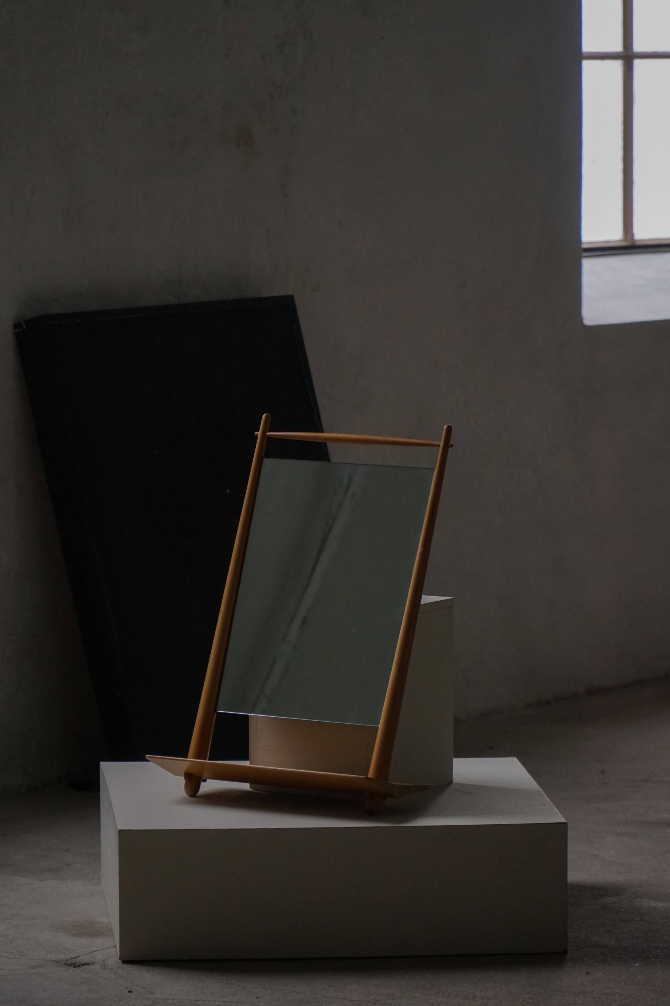 Mid-century Scandinavian floor mirror in wood, 1950–1960