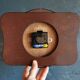 Vintage formica clock rectangular silent wall pendulum "Carrez black white"