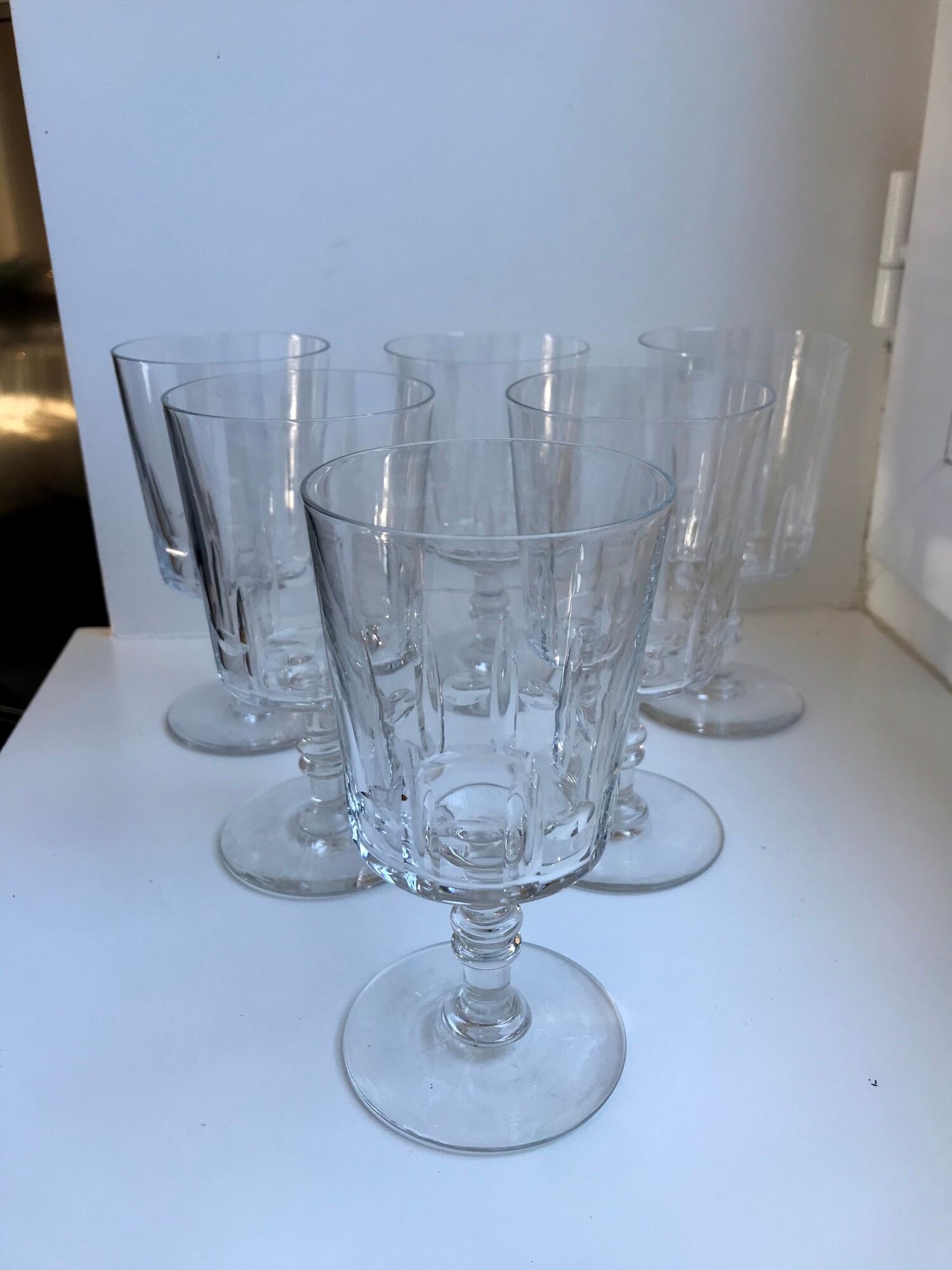 Set of 6 crystal wine glasses engraved early twentieth century