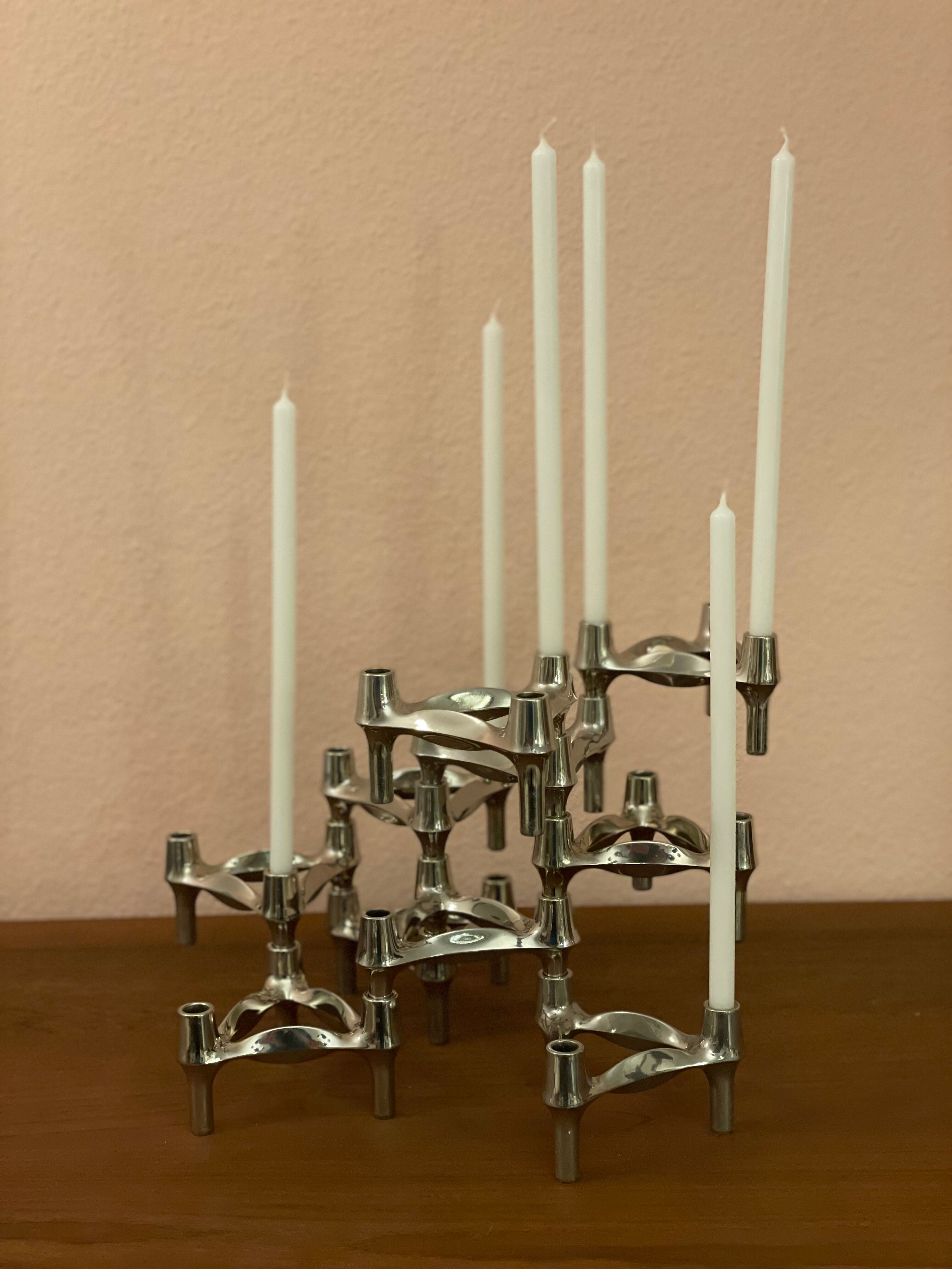 Set of 10 candle holders by Ceasar Stoffi and Fritz Nagel for Quist