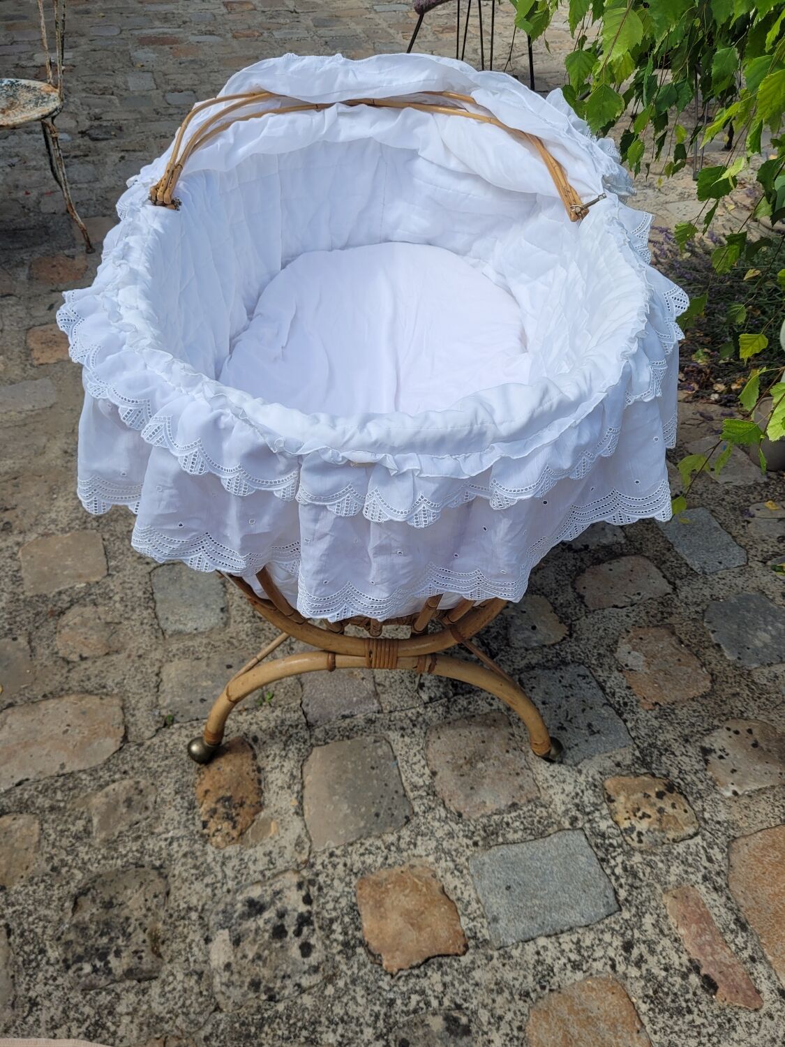 Vintage rattan crib