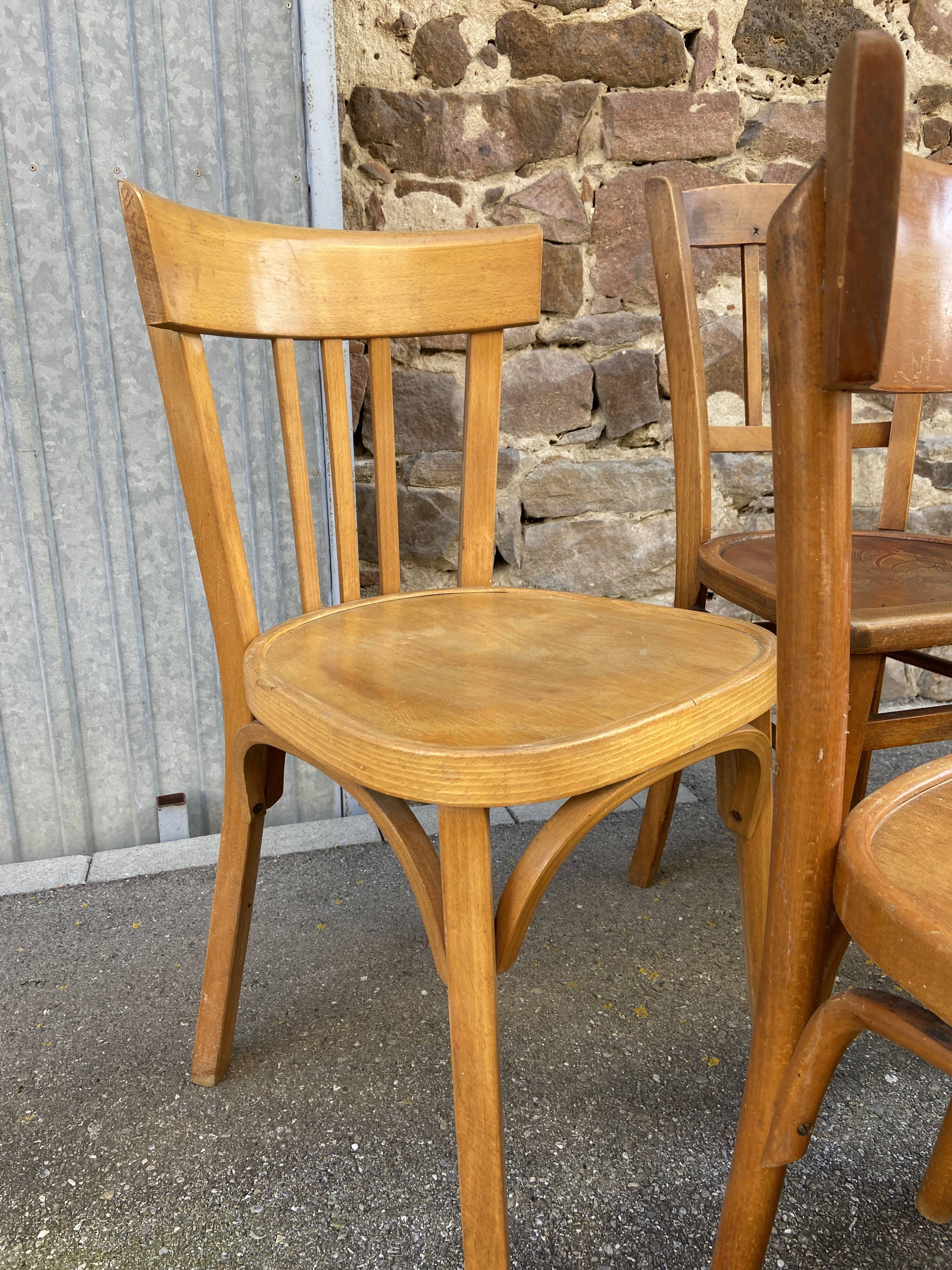 Set of 10 Thonet Fischel bistro chairs mismatched restaurant bentwood bent Brasserie