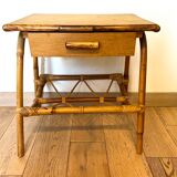 Side table in bamboo and rattan