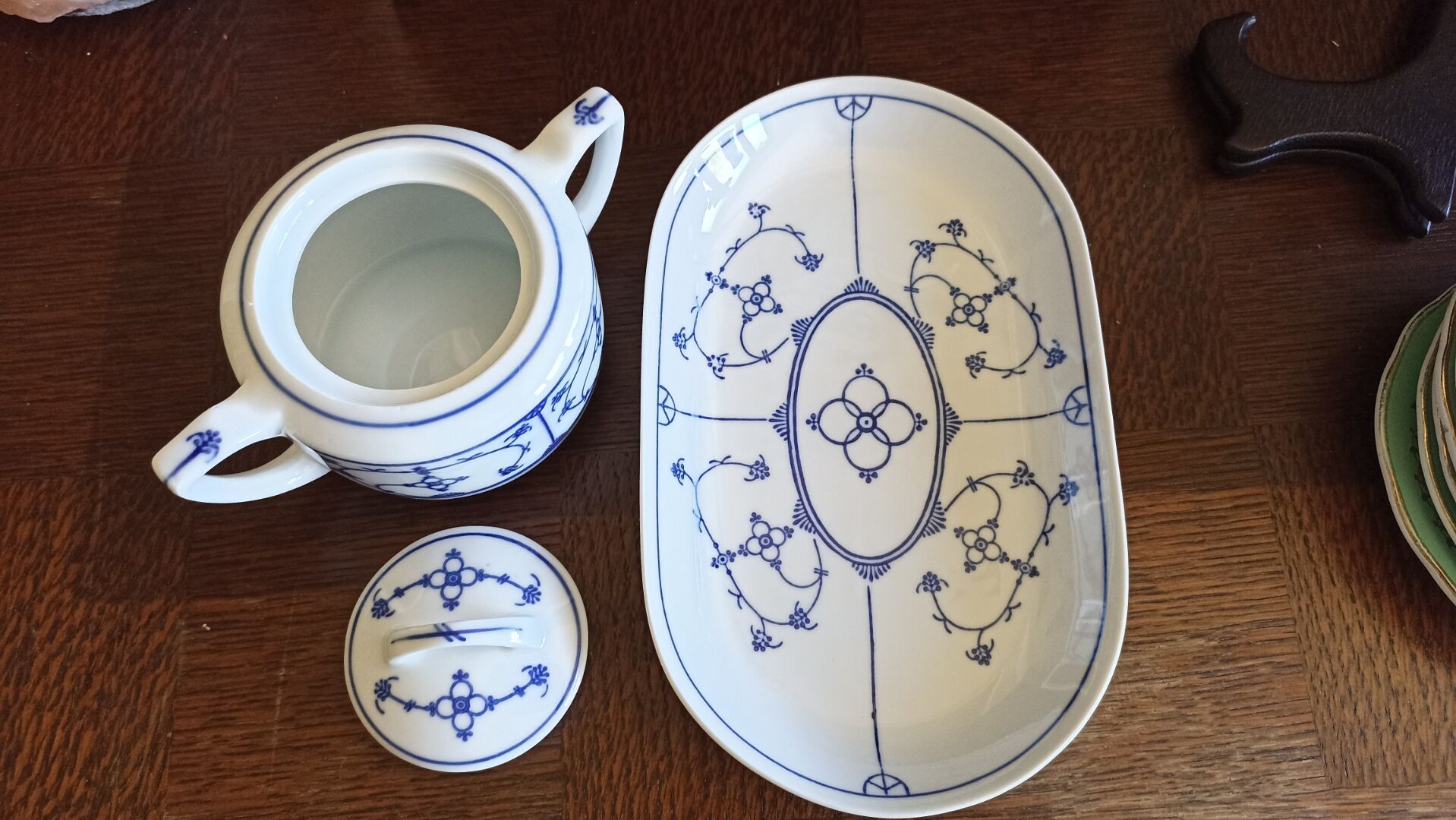 Sugar bowl and porcelain top Jäger Eisenberg - Saxon Blue