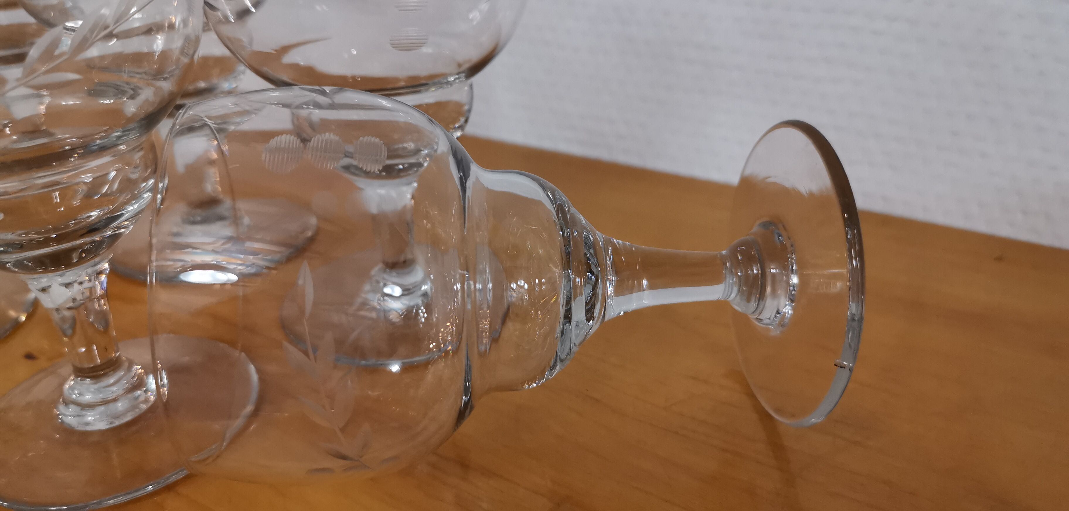 10 stemmed glasses "Cholet" art deco crystal year 1940