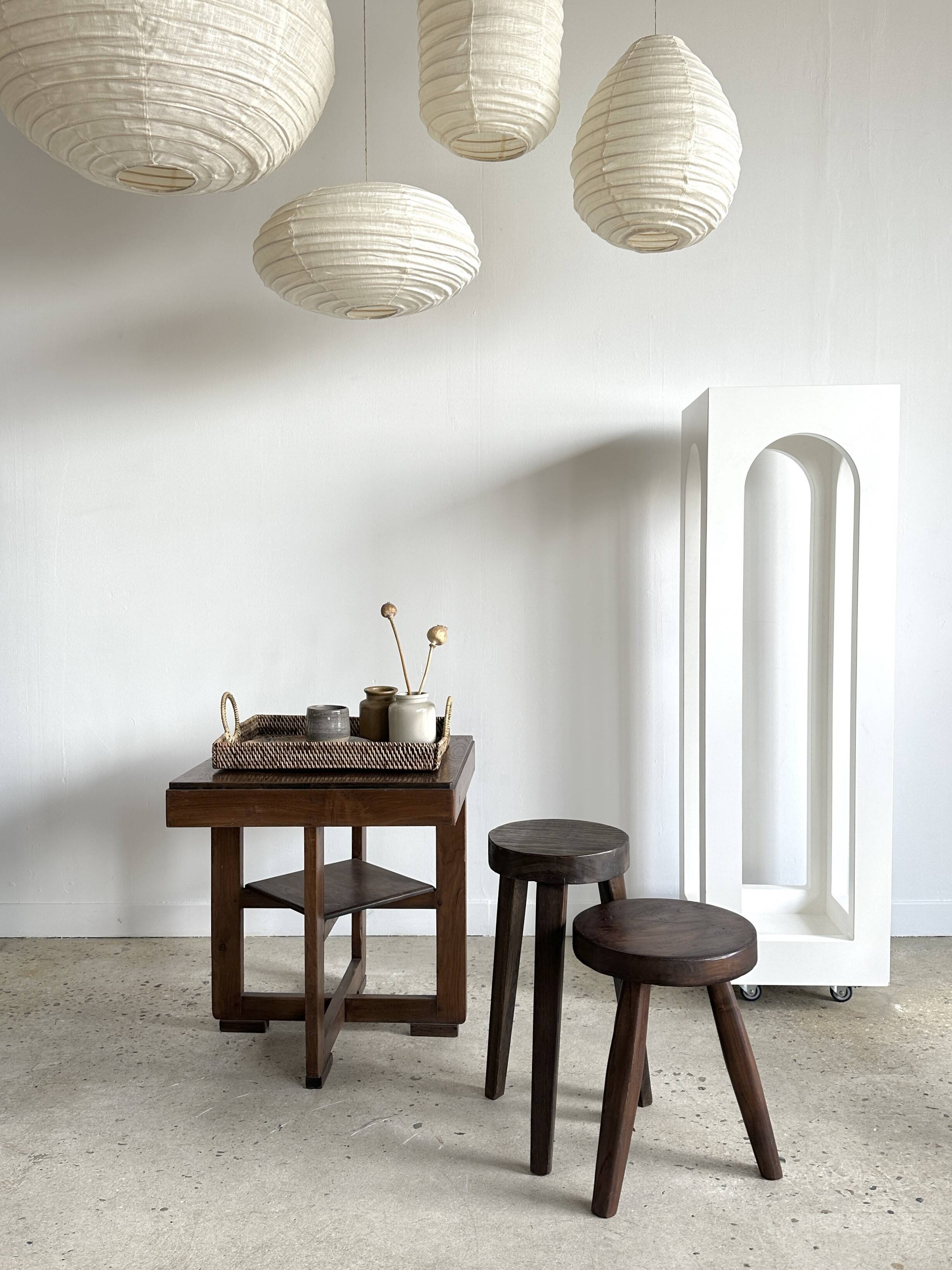 Small Japanese-style natural rattan and linen pendant light in the shape of a drop H40 D35