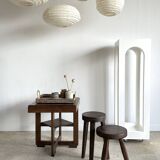 Small Japanese-style natural rattan and linen pendant light in the shape of a drop H40 D35