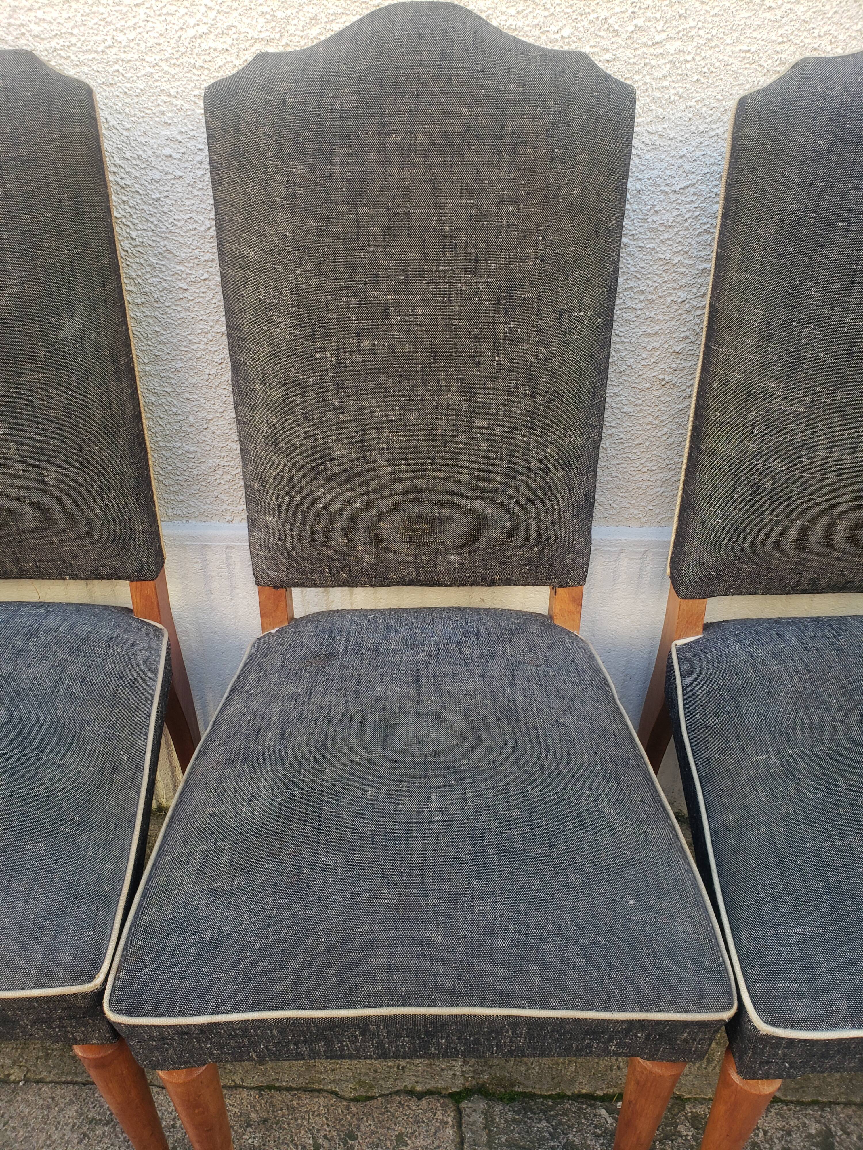 8 vintage chairs lined grey black