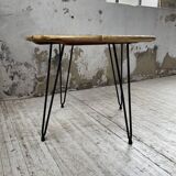 Wicker and metal coffee table from the 1950s