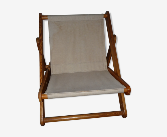 Chaise (83 cm) pliable en bois massif et toile